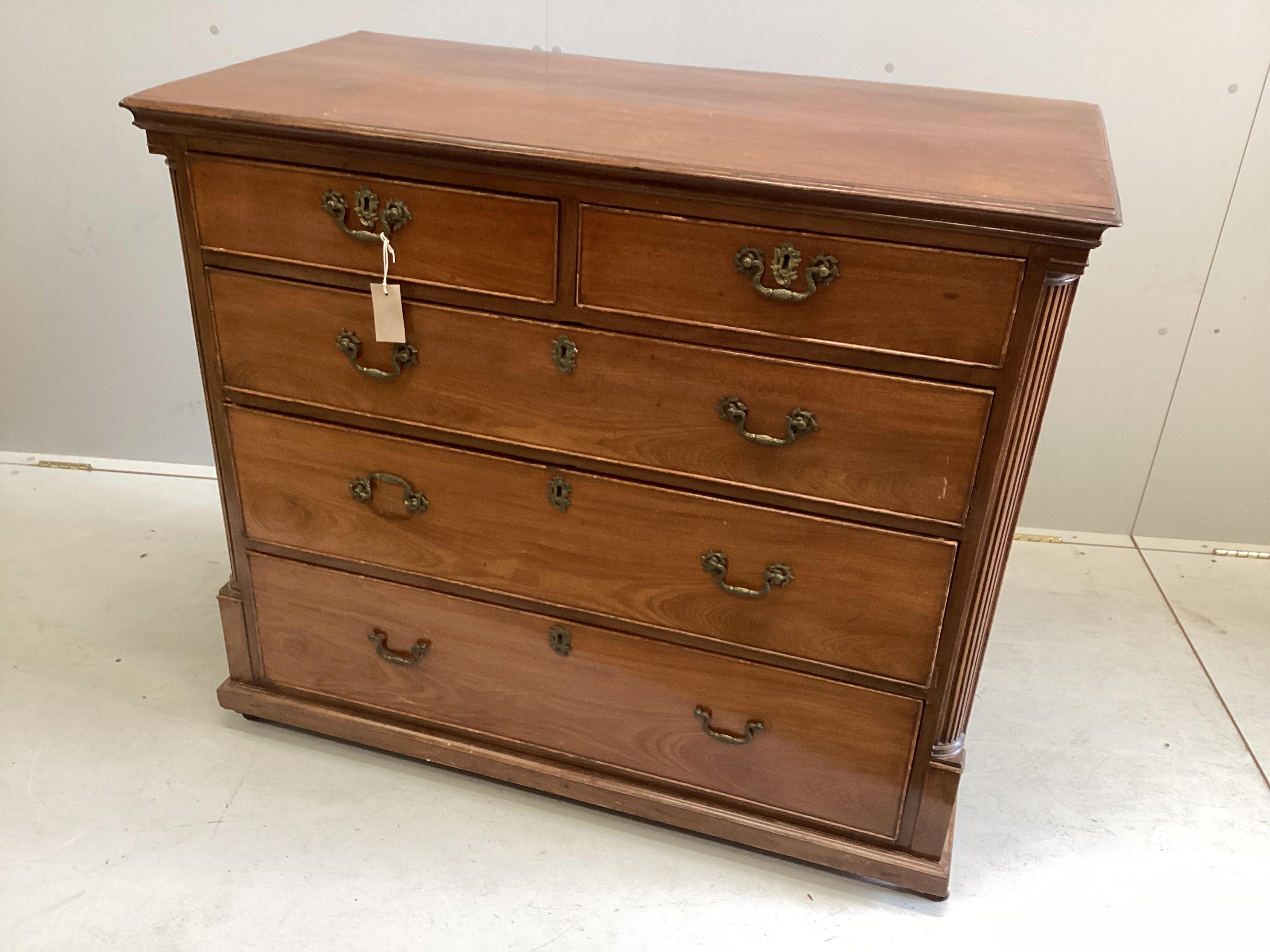 A George III mahogany chest (adapted), width 109cm, depth 54cm, height 94cm. Condition - poor to fair